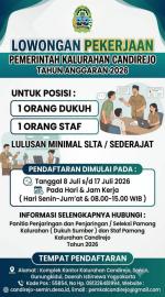 LOWONGAN PEKERJAAN PENGISIAN DUKUH SUMBER DAN STAF KALURAHAN CANDIREJO
